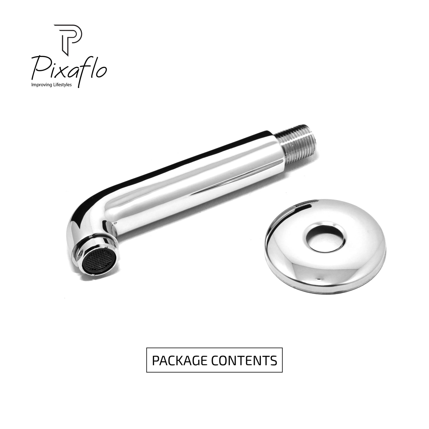 Pixaflo Florent Brass Bath Tub Spout with Wall Flange Combo | High Flow | Chrome | Pack of 2