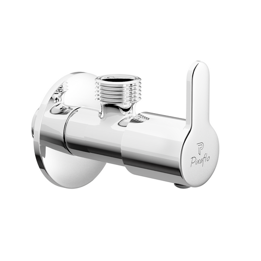 Pixaflo Fission Brass Angle Valve | Stop Cock with Wall Flange | Chrome Finish