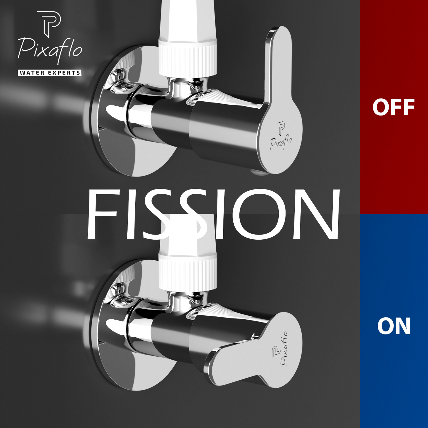 Pixaflo Fission Brass Angle Valve Combo | Stop Cock with Wall Flange | Chrome Finish | Pack of 2