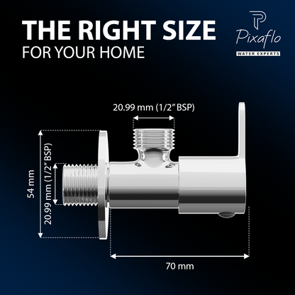 Pixaflo Fission Brass Angle Valve Combo | Stop Cock with Wall Flange | Chrome Finish | Pack of 2