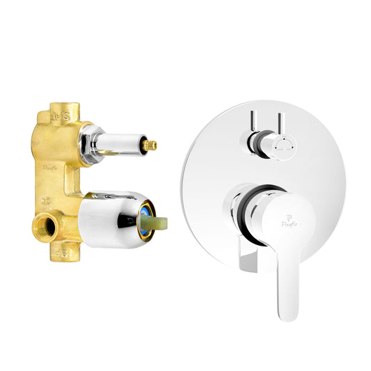 Pixaflo Brass Fission High Flow Single Lever 4 Way / 2 Inlet Diverter | Tic-Tac | Complete Set | Bathroom Shower System | Bathroom Mixer | Chrome Finish