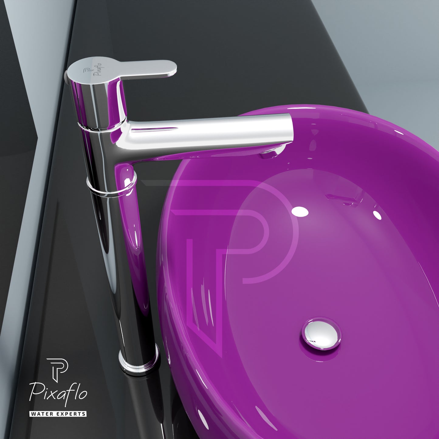 Pixaflo Fission Brass Extended Tall Body Pillar Cock 12 inch Tap for Wash Basin | Deck Mounted | Cold Water Tap (Not Hot & Cold Mixer) | Counter Top/Table Top Faucet | Foam Flow | Chrome Finish