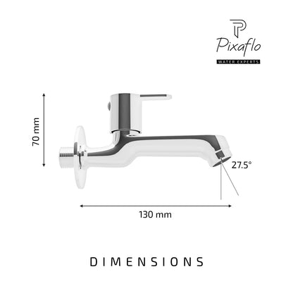Pixaflo Fission Brass Long Body Bib Cock Tap with Wall Flange Combo | Chrome | Pack of 2