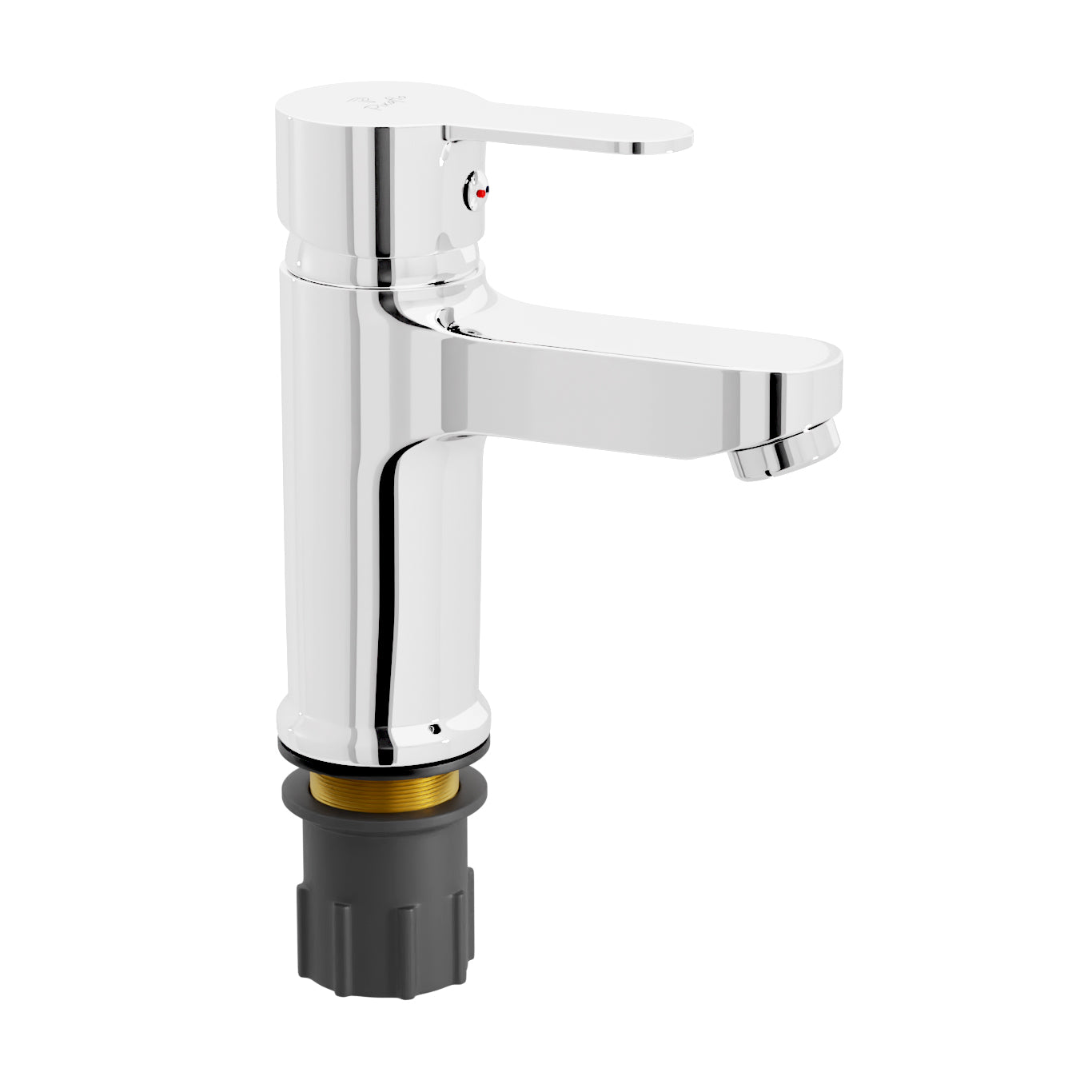Pixaflo Fission Brass Single Lever Basin Mixer Tap with 24 inches Braided Hoses | Hot & Cold Deck Mounted Faucet | Chrome Finish