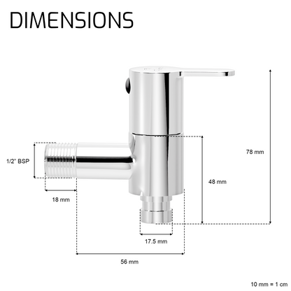 Pixaflo Fission Brass Washing Machine Tap with Wall Flange | Chrome Finish