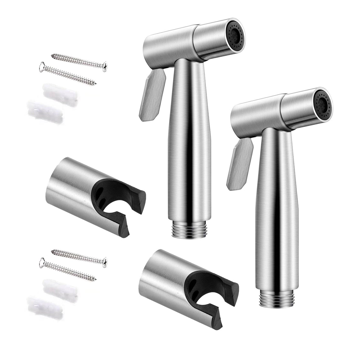 Pixaflo Stainless Steel Heavy Duty Health Faucet Gun with Hook | Brushed Finish | Combo | Pack of 2