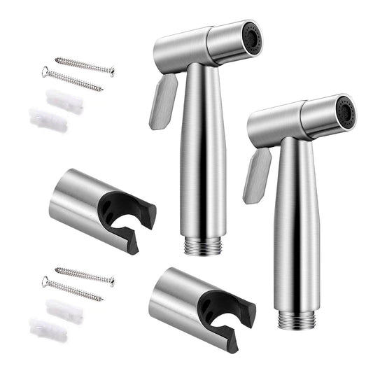 Pixaflo Stainless Steel Heavy Duty Health Faucet Gun with Hook | Brushed Finish | Combo | Pack of 2