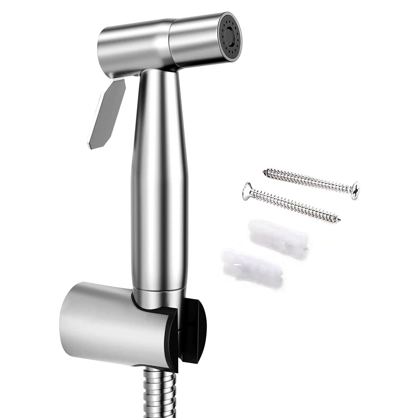 Pixaflo Stainless Steel Heavy Duty Health Faucet Set for Bathroom with 1.5 Meter Flexible Shower Hose and Wall Hook | Brushed Finish | Jet Spray for Toilet