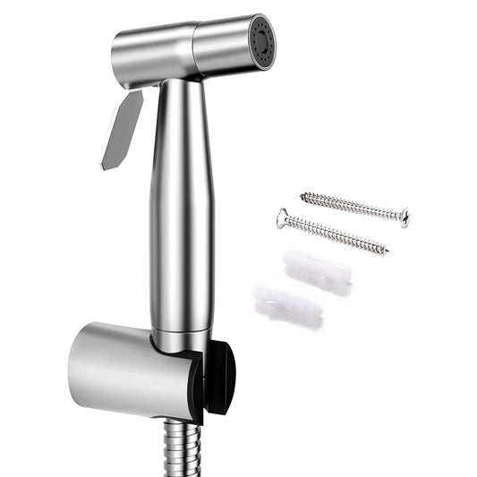 Pixaflo Stainless Steel Heavy Duty Health Faucet Set for Bathroom with 1.5 Meter Flexible Shower Hose and Wall Hook | Brushed Finish | Jet Spray for Toilet