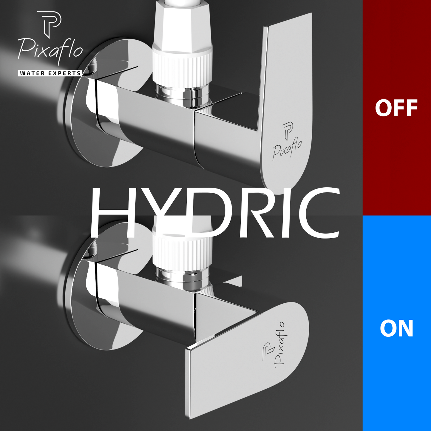 Pixaflo Hydric Brass Angle Valve Combo | Stop Cock with Wall Flange | Chrome Finish | Pack of 2