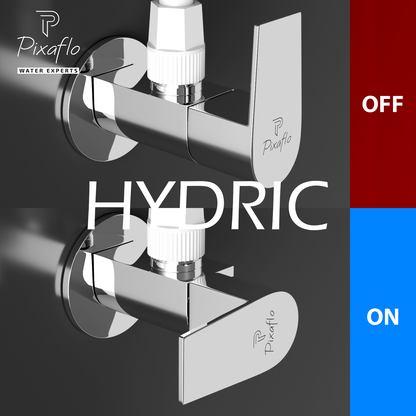 Pixaflo Hydric Brass Angle Valve Combo | Stop Cock with Wall Flange | Chrome Finish | Pack of 2