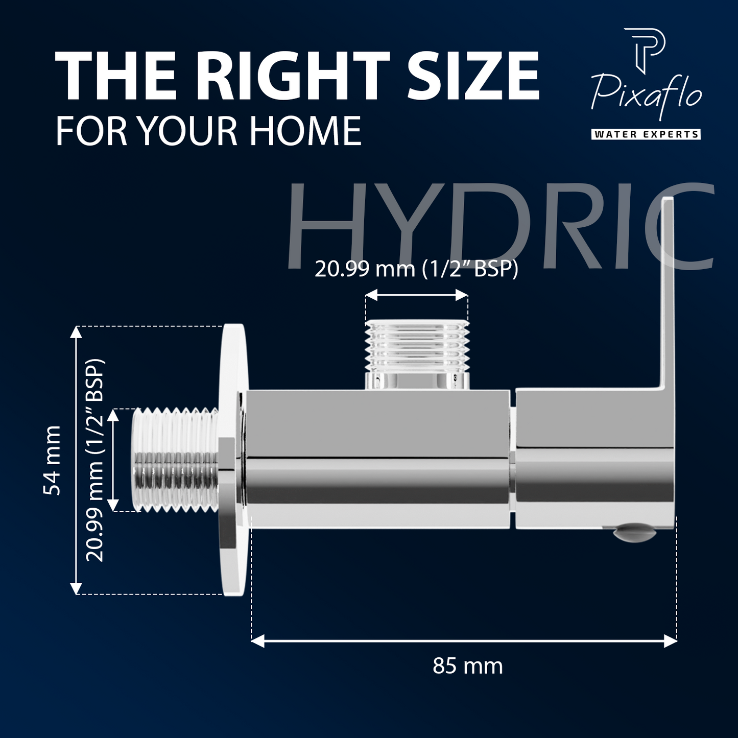 Pixaflo Hydric Brass Angle Valve Combo | Stop Cock with Wall Flange | Chrome Finish | Pack of 2