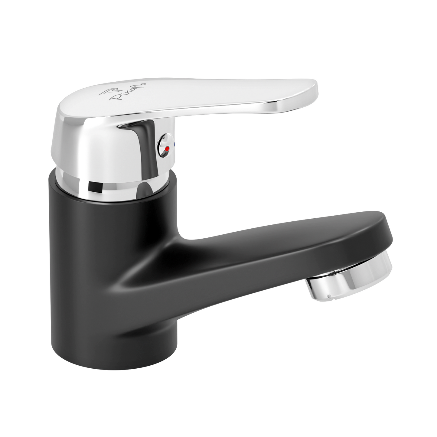Pixaflo Infix Brass Single Lever Basin Mixer Tap with 18 inches Braided Hoses | Hot & Cold Deck Mounted Faucet | Black Finish