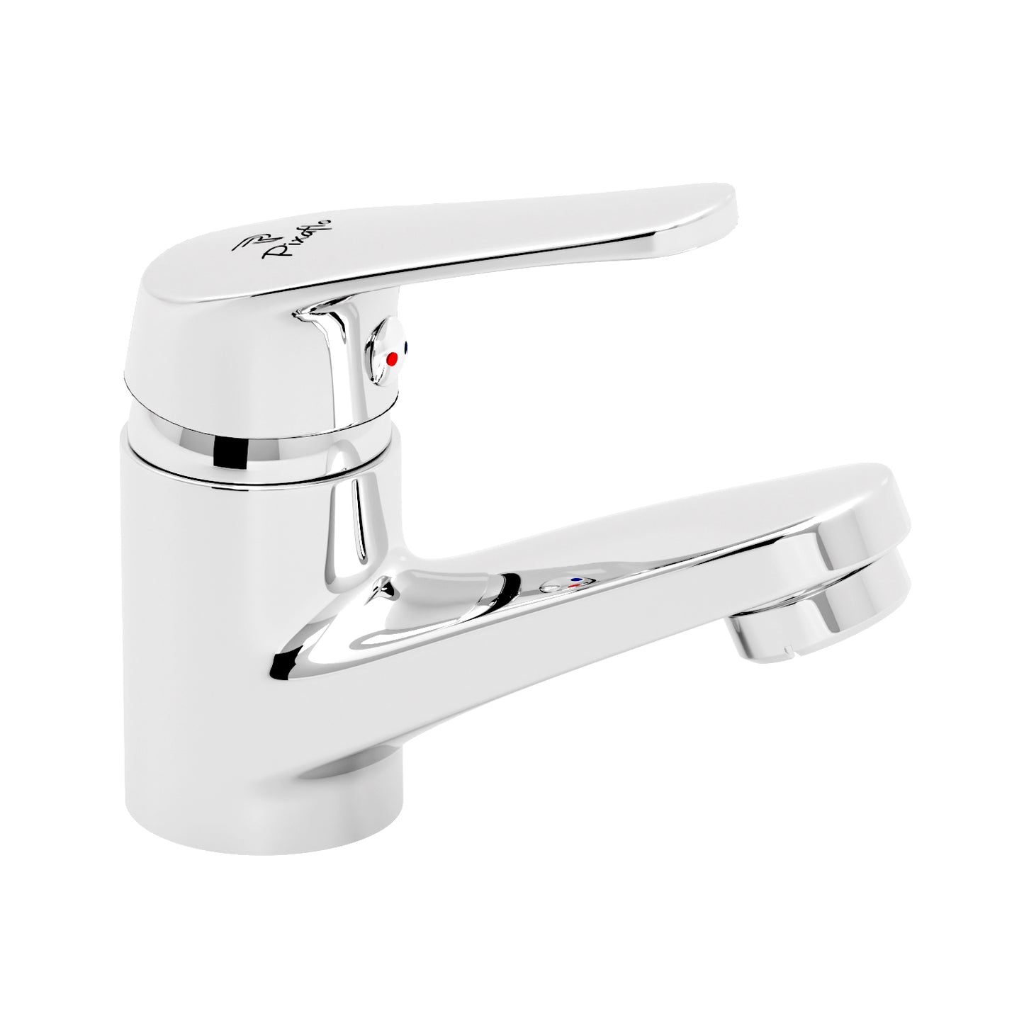 Pixaflo Infix Brass Single Lever Basin Mixer Tap with 24 inches Braided Hoses | Hot & Cold Deck Mounted Faucet | Chrome Finish