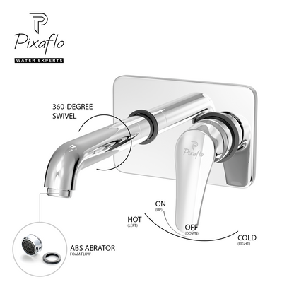 Pixaflo Infix Brass Concealed Single Lever Chrome Basin Mixer with Exposed Parts Kit | Complete Set