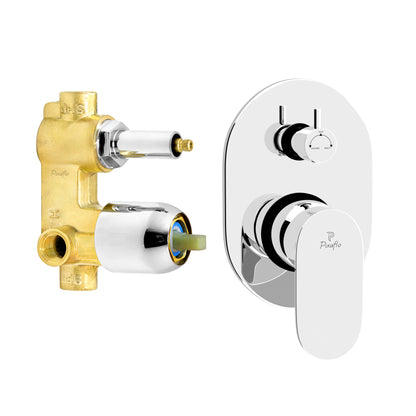 Pixaflo Brass Koroit High Flow Single Lever 4 Way / 2 Inlet Diverter | Tic-Tac | Complete Set | Bathroom Shower System | Bathroom Mixer | Chrome Finish