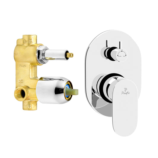 Pixaflo Brass Koroit High Flow Single Lever 4 Way / 2 Inlet Diverter | Tic-Tac | Complete Set | Bathroom Shower System | Bathroom Mixer | Chrome Finish
