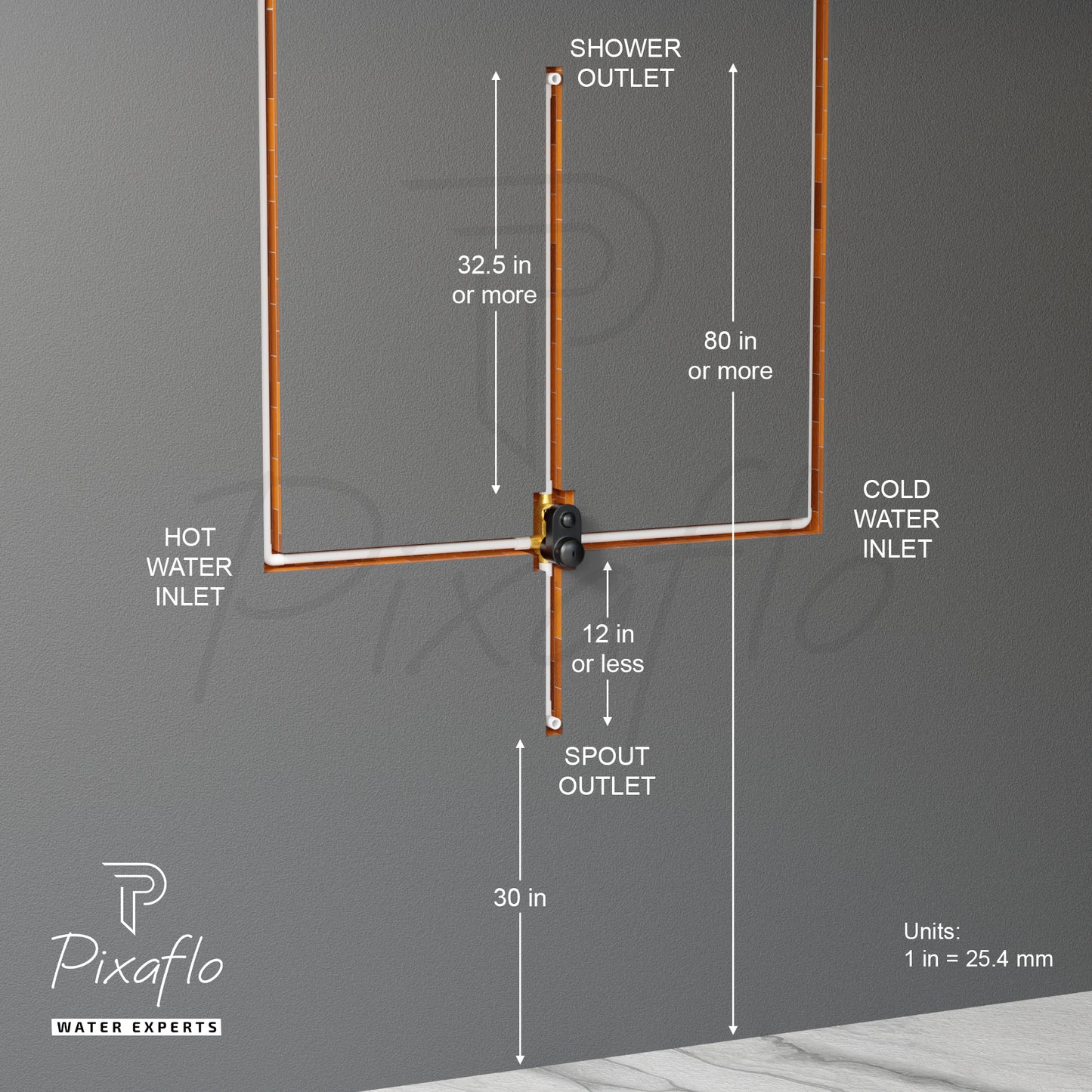 Pixaflo Brass Koroit High Flow Single Lever 4 Way / 2 Inlet Diverter | Tic-Tac | Complete Set | Bathroom Shower System | Bathroom Mixer | Chrome Finish