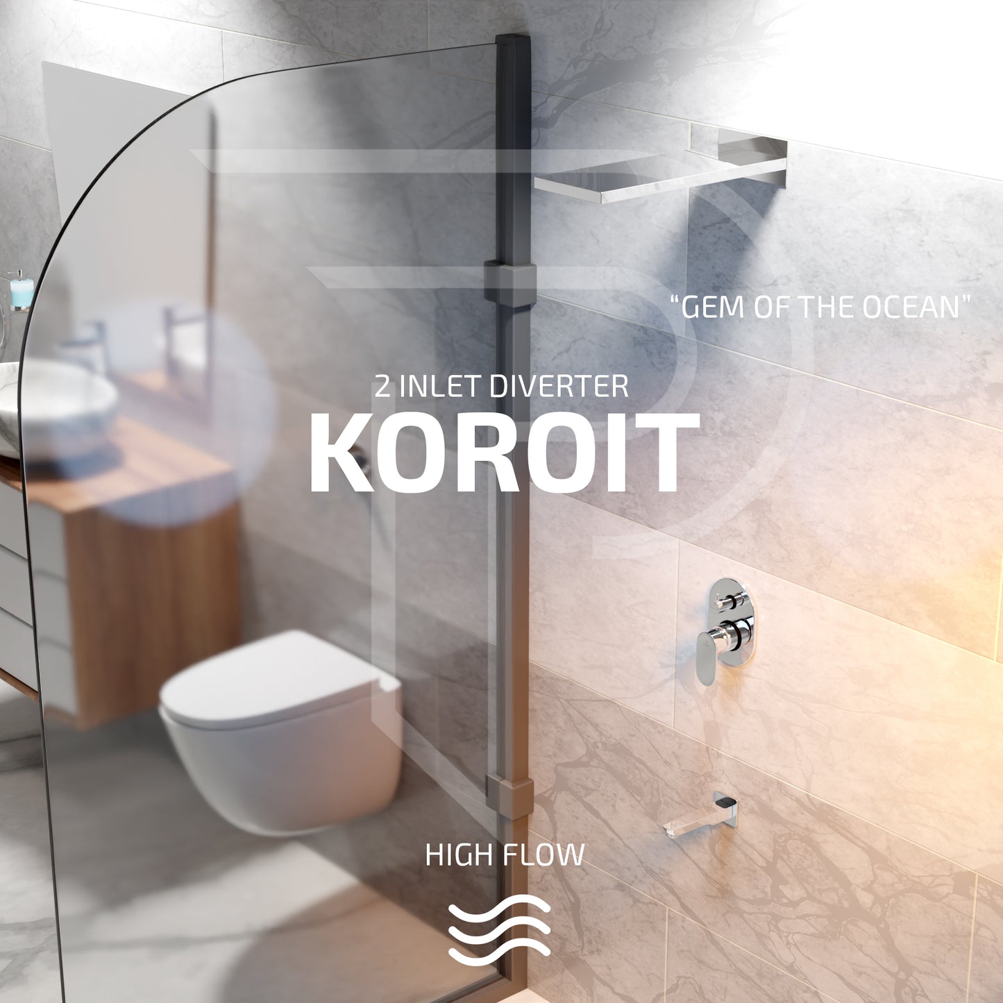 Pixaflo Brass Koroit High Flow Single Lever 4 Way / 2 Inlet Diverter | Tic-Tac | Complete Set | Bathroom Shower System | Bathroom Mixer | Chrome Finish