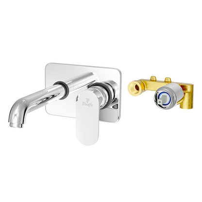Pixaflo Koroit Brass Concealed Single Lever Chrome Basin Mixer with Exposed Parts Kit | Complete Set