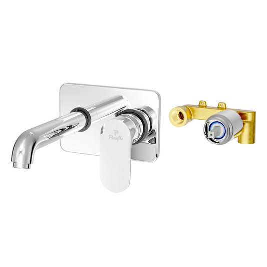 Pixaflo Koroit Brass Concealed Single Lever Chrome Basin Mixer with Exposed Parts Kit | Complete Set