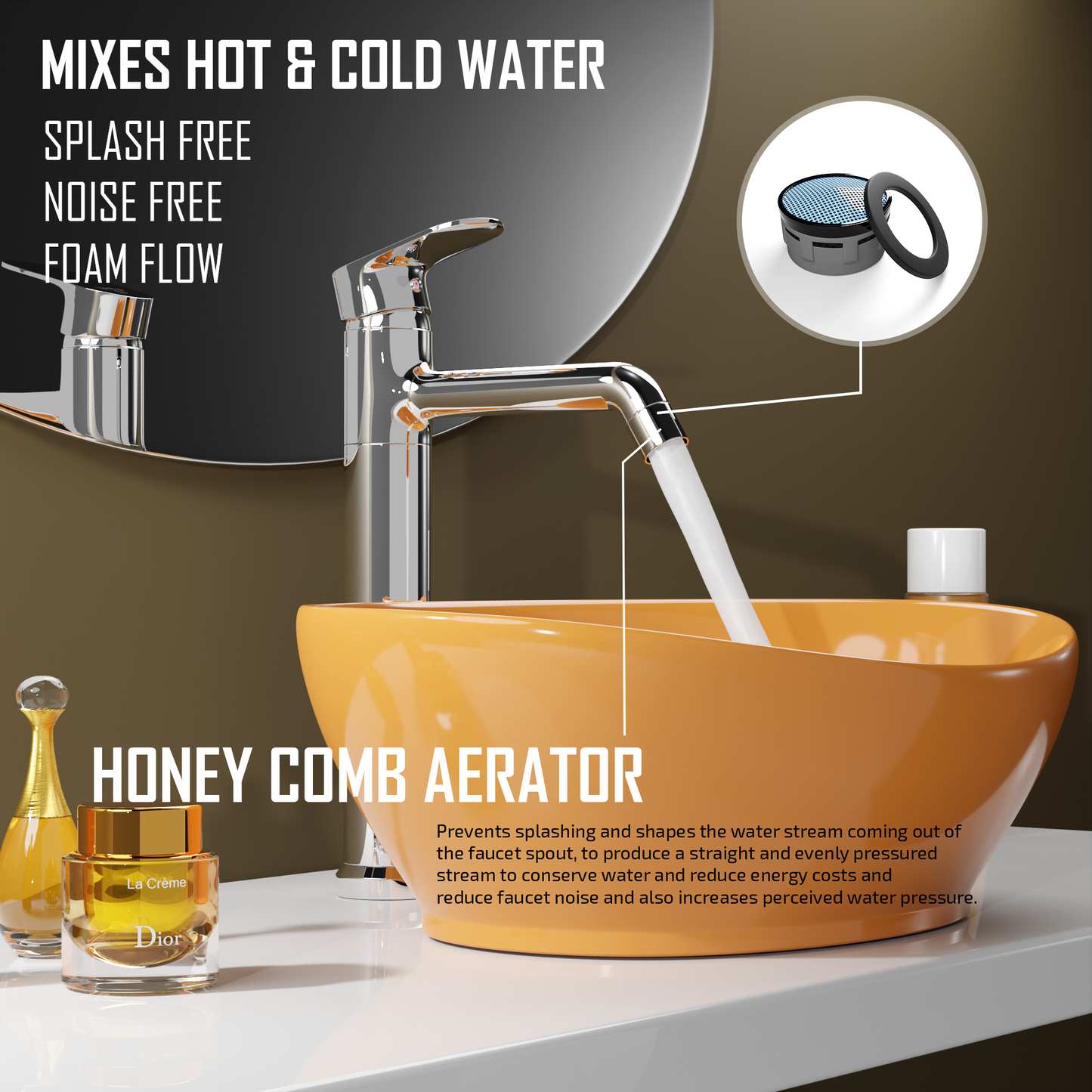 Pixaflo Koroit-FX Brass Extended Hot & Cold Single Lever Basin Mixer Tall Boy with 24 inches Braided Hoses | 12 inches Tall | Chrome
