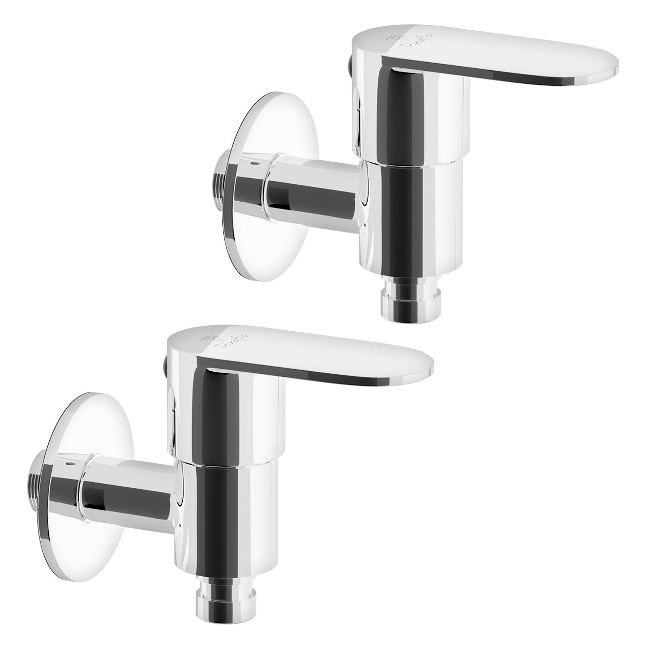 Pixaflo Koroit Brass Washing Machine Tap with Wall Flange Combo | Chrome Finish | Pack of 2