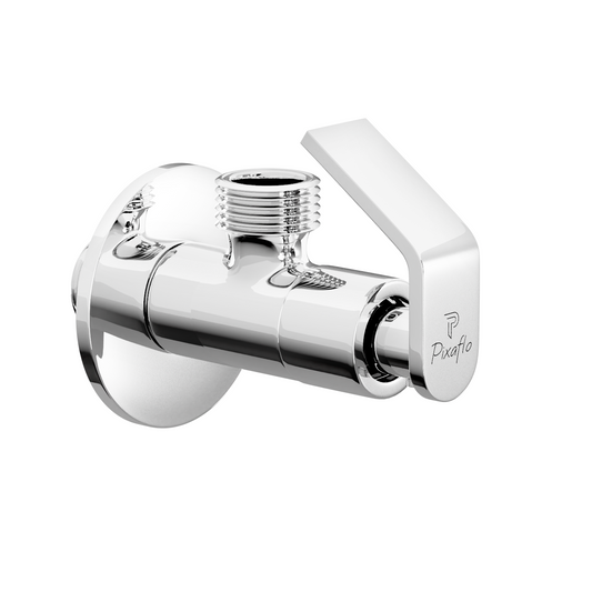Pixaflo Meta Brass Angle Valve | Stop Cock with Wall Flange | Chrome Finish