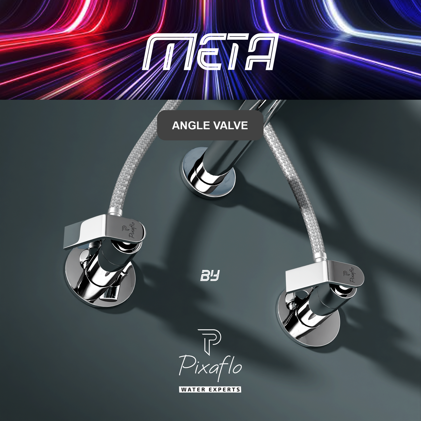 Pixaflo Meta Brass Angle Valve | Stop Cock with Wall Flange | Chrome Finish