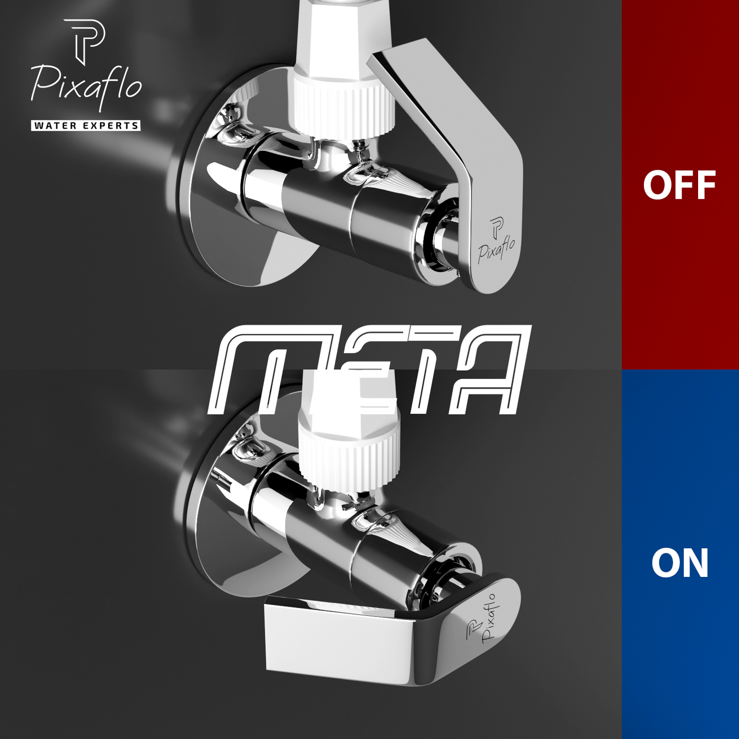 Pixaflo Meta Brass Angle Valve | Stop Cock with Wall Flange | Chrome Finish