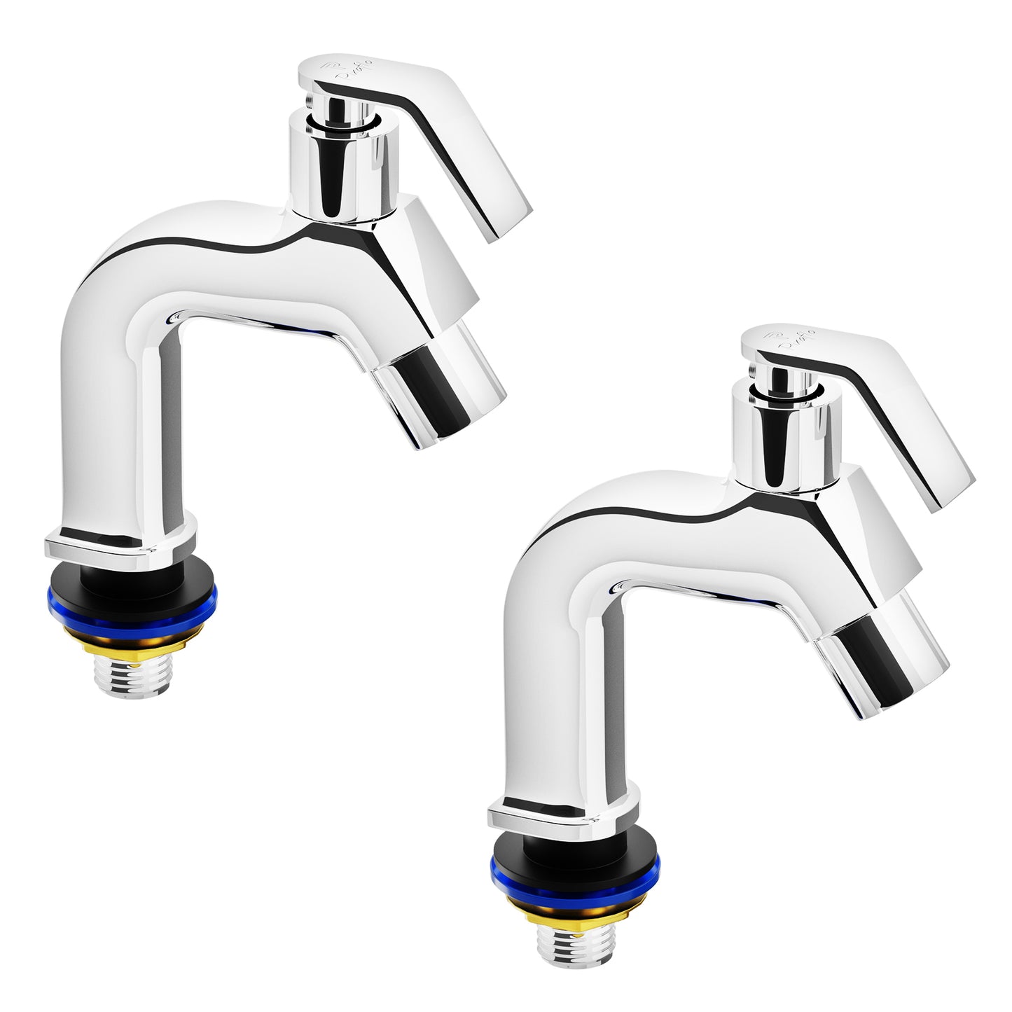 Pixaflo Meta Brass Pillar Tap for Wash Basin Combo | Pillar Cock | Quarter-Turn | Ceramic Disc Cartridge | Foam Flow | Chrome Finish | Pack of 2