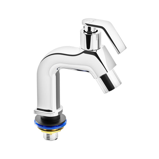 Pixaflo Meta Brass Pillar Tap for Wash Basin | Pillar Cock | Quarter-Turn | Ceramic Disc Cartridge | Foam Flow | Chrome Finish