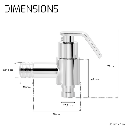 Pixaflo Meta Brass Washing Machine Tap with Wall Flange Combo | Chrome Finish | Pack of 2