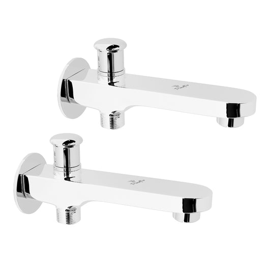 Pixaflo Admix Brass Bath Tub Diverter Spout with Wall Flange Combo | Tip-Ton | Chrome Finish | Pack of 2