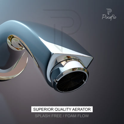 Pixaflo Arc Brass Bath Tub Spout with Wall Flange | High Flow | Chrome