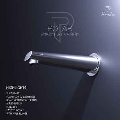Pixaflo Polar Brass Bath Tub Spout with Wall Flange | High Flow | Chrome