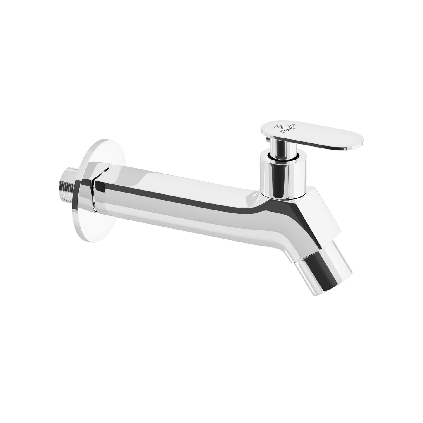 Pixaflo META-P Brass Long Body Bib Cock Tap with Wall Flange | Chrome