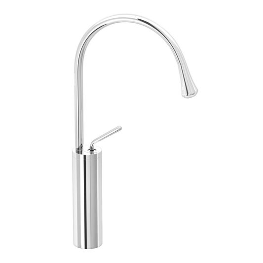 Pixaflo Raindrop Brass Extended Tall Body Hot & Cold Single Lever Joystick Basin Mixer 17 inches Tap with 360-Degree Swivel Spout and 18 inches Long Braided Hoses | Chrome