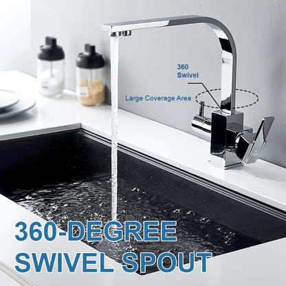 Pixaflo Brass 3 Way RO Kitchen Sink Mixer Tap with Outlet for Aquaguard Filtered Drinking Water, 360 Swivel Spout, Chrome