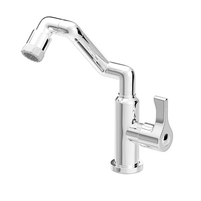 Pixaflo Robotic Arm Swan Neck Tap for Wash Basin | 1080 Degree Swivel Robotic Arm Mechanical Spout | Cold Water Tap | Dual Flow | Chrome Finish