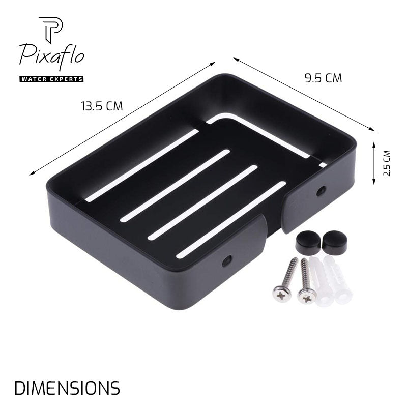 Pixaflo Stainless Steel 304 Grade Bathroom Soap Holder/Soap Stand/Soap Dish | Wall-Mounted | Durable | Anti-Rust | Sleek Black Finish | Bathroom Accessories | Black