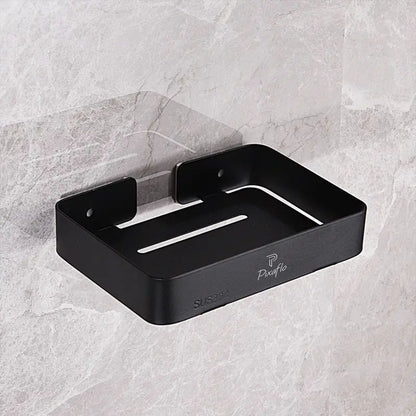 Pixaflo Stainless Steel 304 Grade Bathroom Soap Holder/Soap Stand/Soap Dish | Wall-Mounted | Durable | Anti-Rust | Sleek Black Finish | Bathroom Accessories | Black