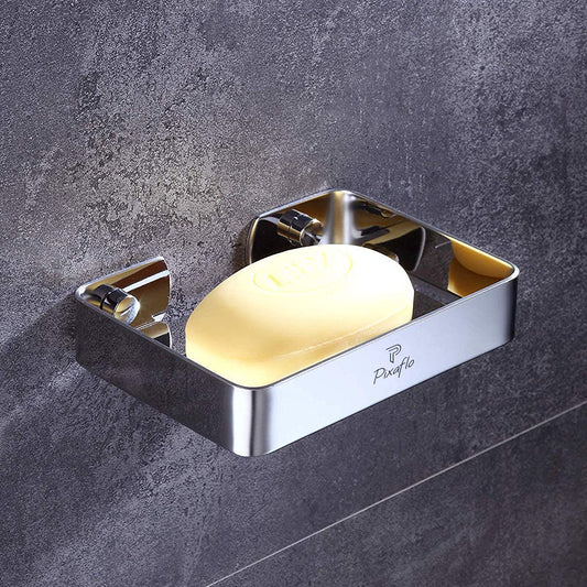 Pixaflo Stainless Steel 304 Grade Bathroom Soap Holder/Soap Stand/Soap Dish | Wall-Mounted | Durable | Anti-Rust | Sleek Black Finish | Bathroom Accessories | Chrome