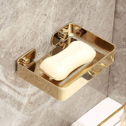 Pixaflo Stainless Steel 304 Grade Bathroom Soap Holder/Soap Stand/Soap Dish | Wall-Mounted | Durable | Anti-Rust | Sleek Black Finish | Bathroom Accessories | Gold