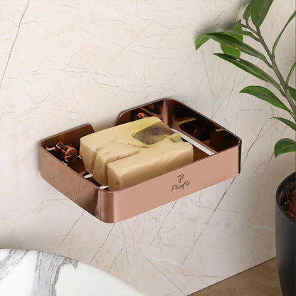 Pixaflo Stainless Steel 304 Grade Bathroom Soap Holder/Soap Stand/Soap Dish | Wall-Mounted | Durable | Anti-Rust | Sleek Black Finish | Bathroom Accessories | Rose Gold
