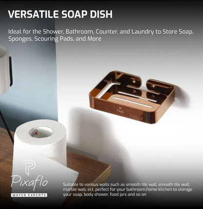Pixaflo Stainless Steel 304 Grade Bathroom Soap Holder/Soap Stand/Soap Dish | Wall-Mounted | Durable | Anti-Rust | Sleek Black Finish | Bathroom Accessories | Rose Gold