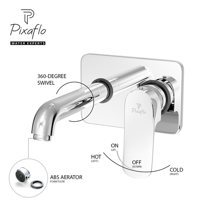 Pixaflo Seaduck Brass Concealed Single Lever Chrome Basin Mixer with Exposed Parts Kit | Complete Set