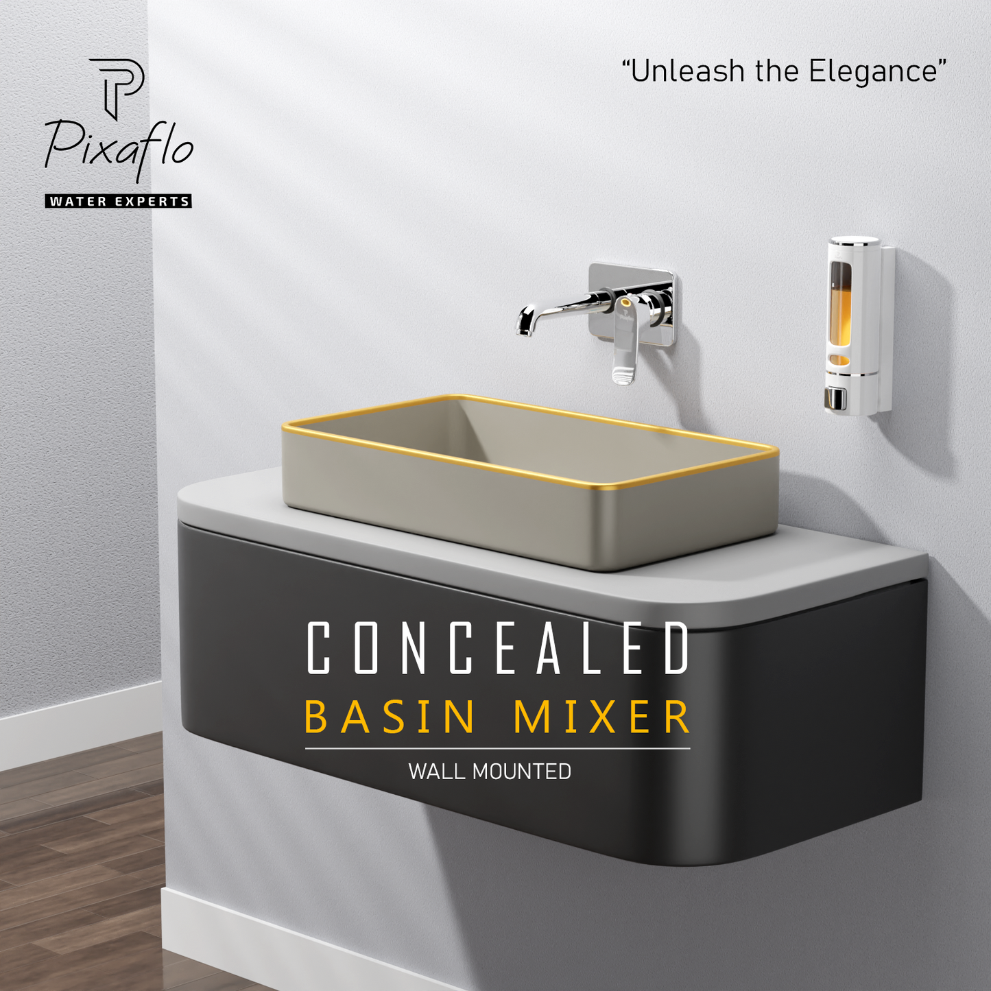 Pixaflo Seaduck Brass Concealed Single Lever Chrome Basin Mixer with Exposed Parts Kit | Complete Set