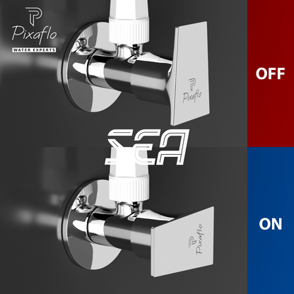 Pixaflo Sea Brass Angle Valve Combo | Stop Cock with Wall Flange | Chrome Finish | Pack of 2