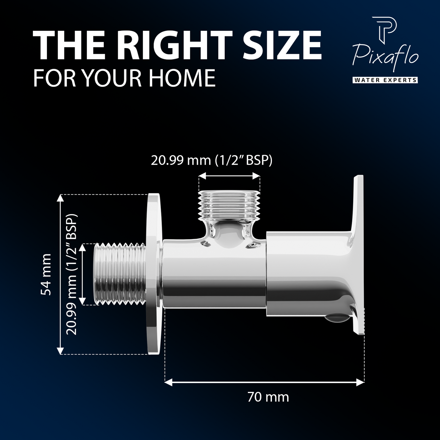 Pixaflo Sea Brass Angle Valve Combo | Stop Cock with Wall Flange | Chrome Finish | Pack of 2